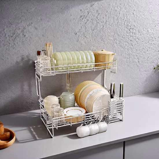 Double Baskets 2-Tier Supermarket Metal Shopping Trolly Cart