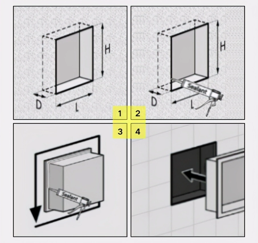 Bathroom Shower Niche Stainless Steel Double Brushed Nickel Shelf