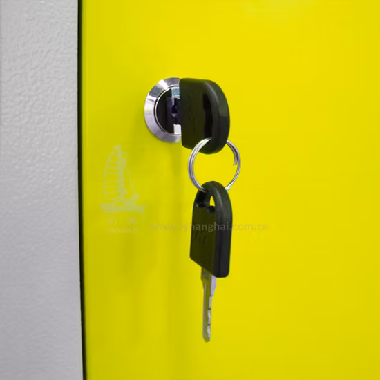 Gelber Doppel-Kleiderschrank, Fitnessstudio, Mitarbeiter-Uniform, Aufbewahrungsschrank, Personalspind aus Metall und Stahl